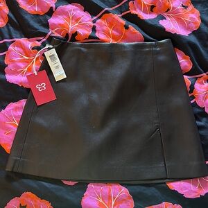 Aritzia Tatiana Rich Mocha Brown Mini Leather Skirt